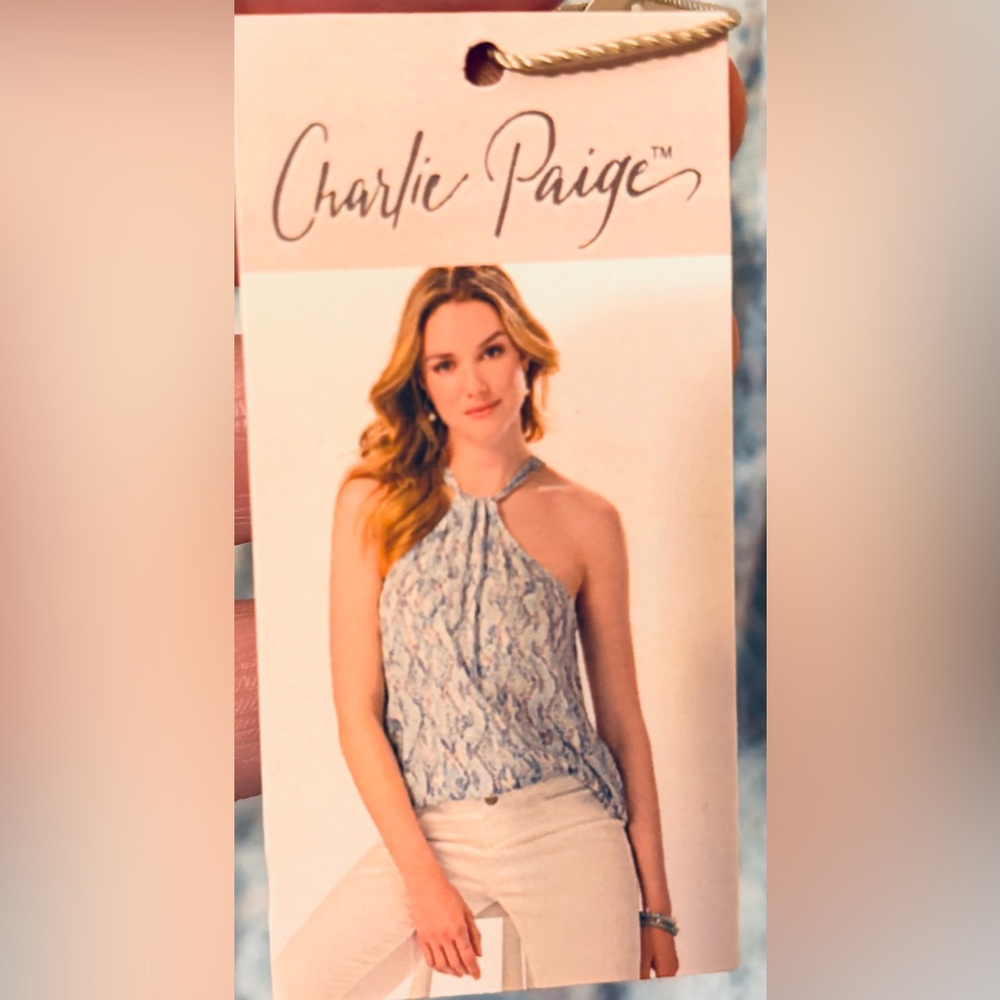New Charlie Paige Printed Halter Neck Blouse